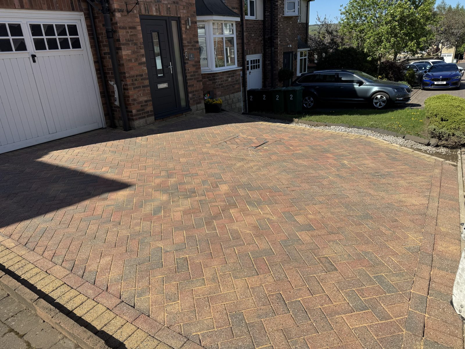 Cleaned block paving driveway in Leeds