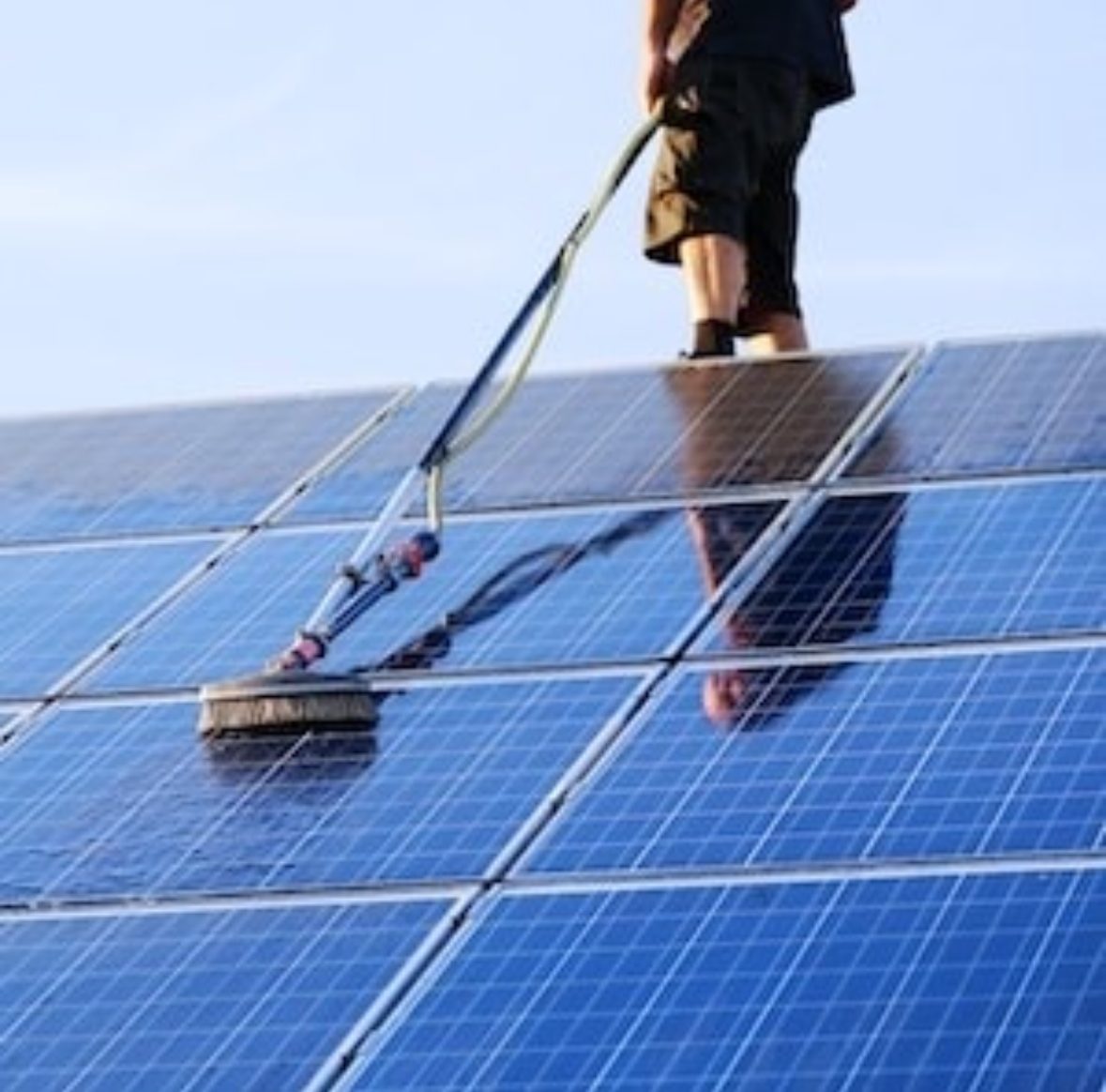 The Deep Clean Team cleaning solar panels in Leeds
